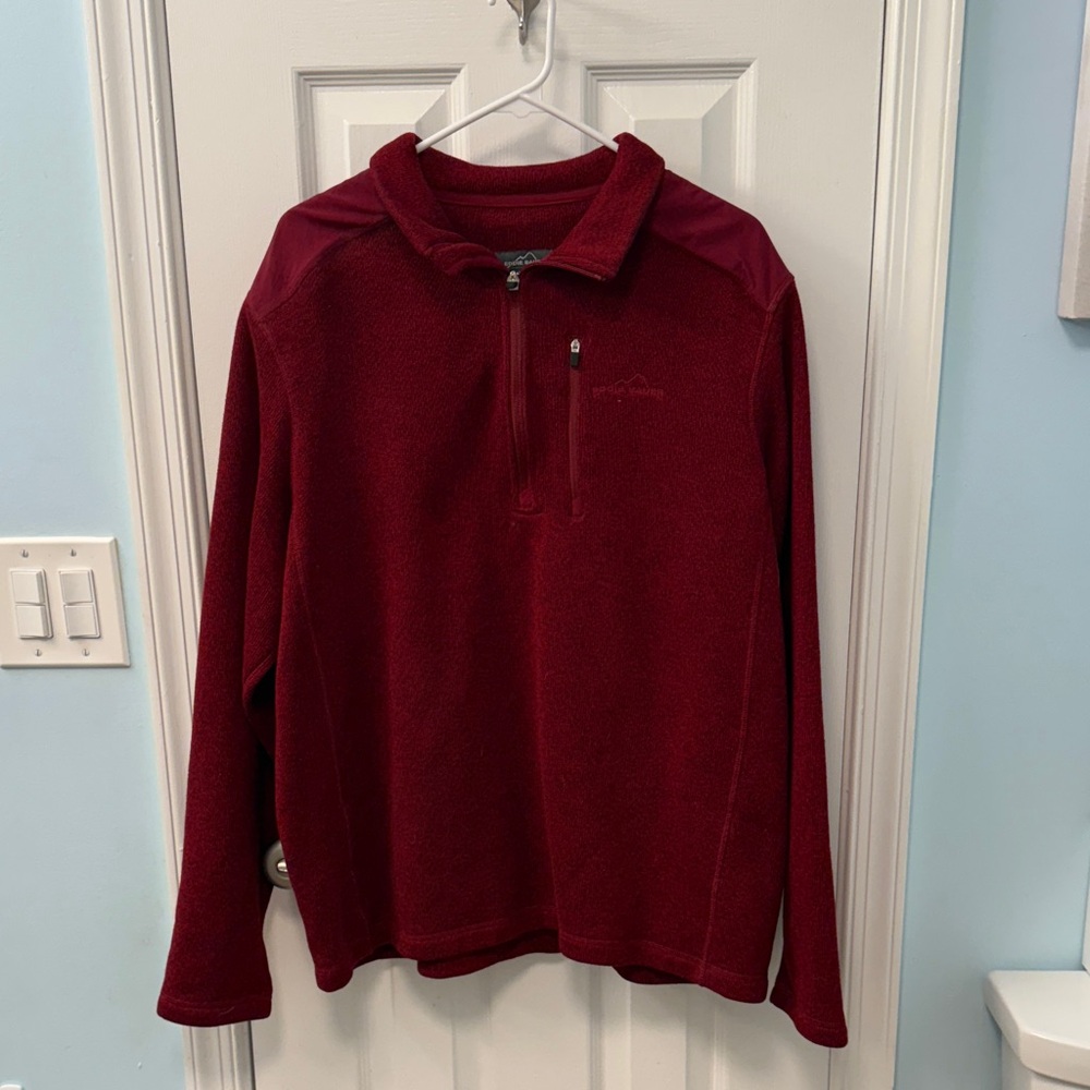 Eddie Bauer Men's Deep Red Zip-Up Sweater